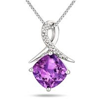 Amethyst and Diamond Drop Pendant