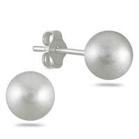 Satin Finish 6MM Sterling Silver Ball Earrings - $9.49 + Free Shipping