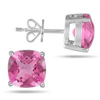 Pink Sapphire Stud Earrings in .925 Sterling Silver - $4.99