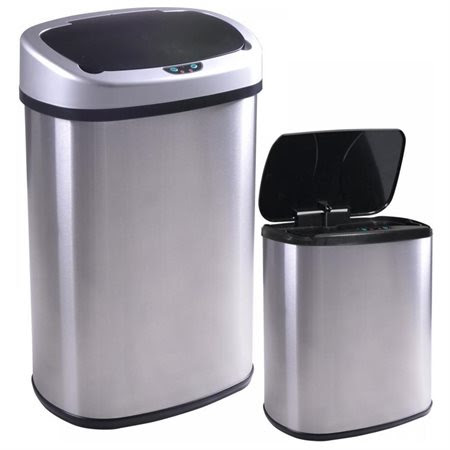 13 and 2.4 Gallon Touch-Free Sensor Automatic Stainless-Steel Trash Can