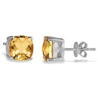 4.00 CARAT NATURAL CUSHION CUT CITRINE STUD EARRINGS IN .925