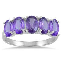 2.25 Carat Genuine Amethyst 5 Stone Band