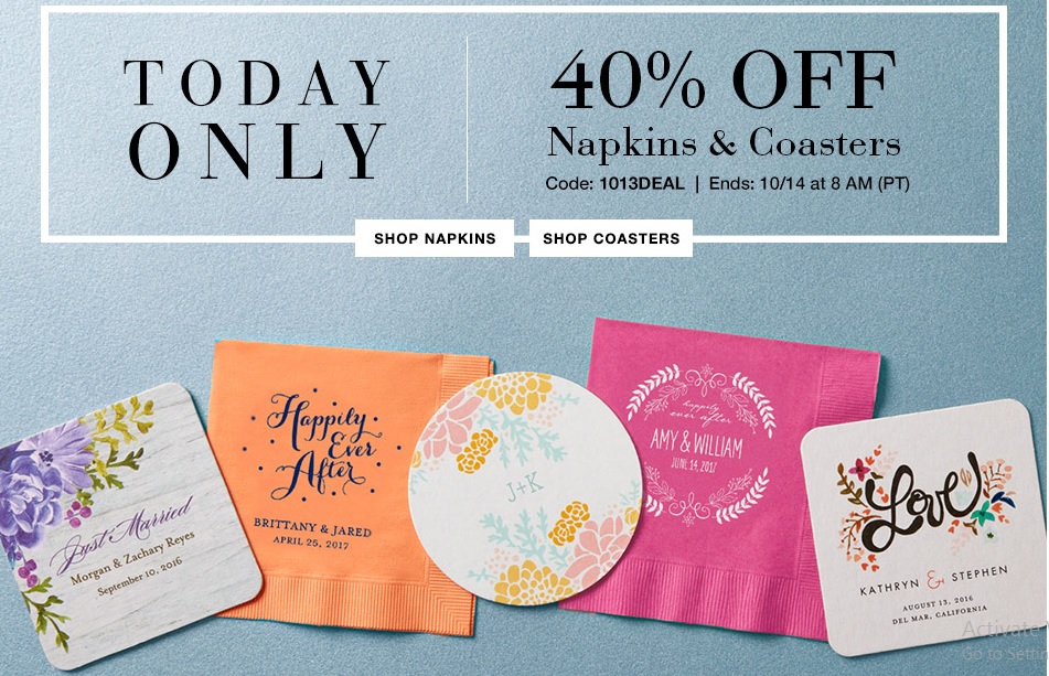 40% Off Napkins and Coasters