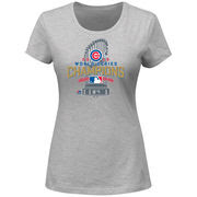 Chicago Cubs Majestic Women's 2016 World Series Champions Locker Room T-Shirt - Gray