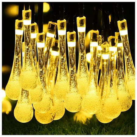 HOME & OUTDOOR LIGHTING & ACCESSORIES LIGHTING 2 Pack Solar Outdoor String Lights,30 LED Water Drop Solar String Fairy Waterproof..