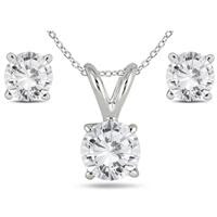 5/8 CARAT T.W DIAMOND PENDANT AND EARRING SET IN 14K WHITE GOLD (H-I COLOR, SI1-SI2 CLARITY)