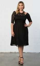Audrey Lace Dress, Black Noir (Women's Plus Size)