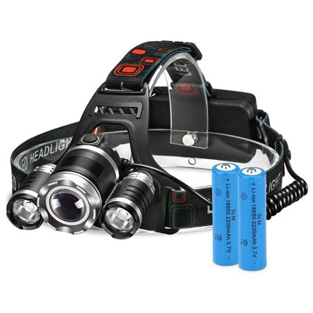 High Power Headlamp Rechargeable LED Lamp with 4 Light Modes, 2 Rechargeable