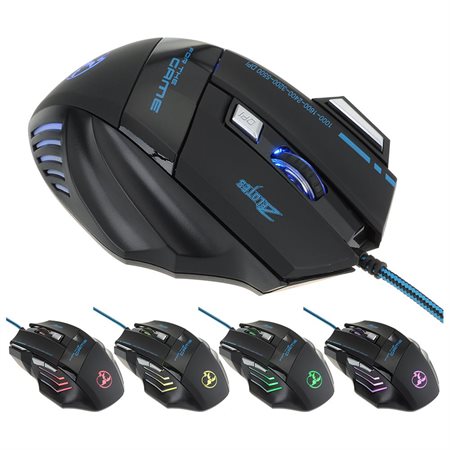 Zelotes Professional Up to 5500 DPI 7 Button 500Hz LED Optical USB Wired Gaming Mouse Mice