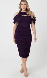 Bianca Ruched Dress, Plum (Women's Plus Size)