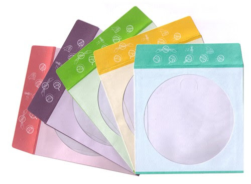 Assorted Color Design Paper CD Sleeves with Window & Flap 100g