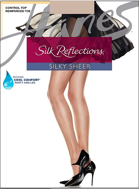 Hanes Silk Reflections Control Top, Reinforced Toe Pantyhose
