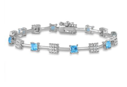 BLUE TOPAZ AND DIAMOND BRACELET