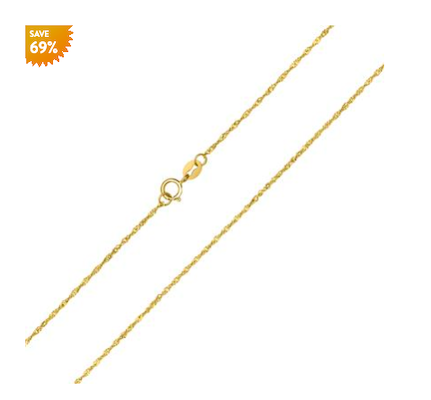 0K YELLOW GOLD 1MM SINGAPORE CHAIN WITH SPRING RING CLASP - 18 INCH