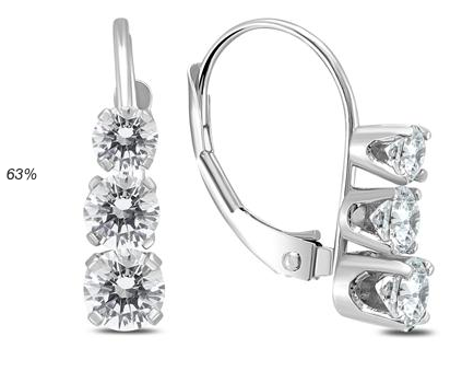 1 Carat TW Three Stone Drop Earrings in 14K White Gold