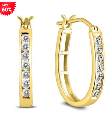 1/2 CARAT TW DIAMOND HOOP EARRINGS IN 10K YELLOW GOLD