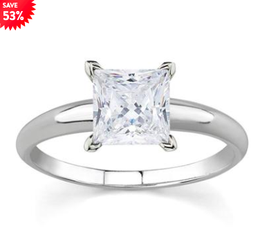 3/8 CARAT PRINCESS DIAMOND SOLITAIRE RING IN 14K WHITE GOLD