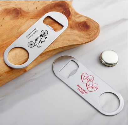 Personalized Wedding Silver Oblong Bottle Opener