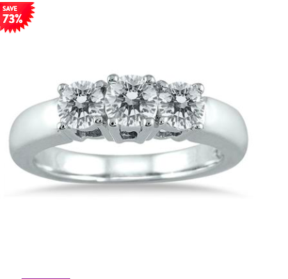 Three Stone Diamond Ring in 10K White Gold