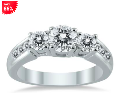 1 1/2 CARAT TW DIAMOND THREE STONE RING IN 10K WHITE GOLD