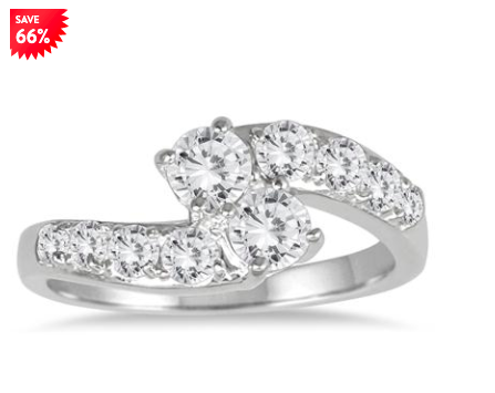 1 Carat TW Two Stone Diamond Ring in 10K White Gold