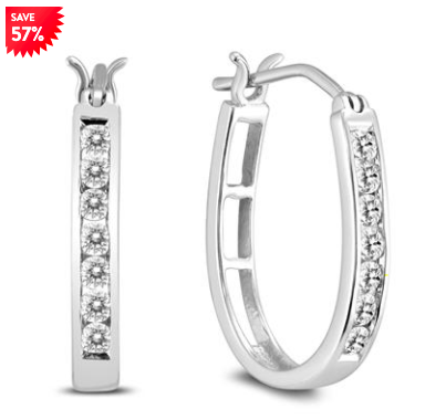 1/2 Carat TW Diamond Hoop Earrings in 10k White Gold