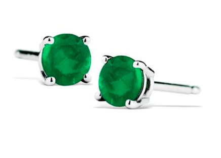 1/2 Carat TW Natural 4MM Emerald Stud Earrings in .925 Sterling Silver