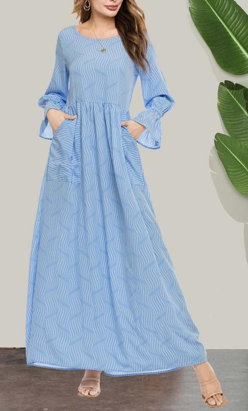 Beach Wave Printed Basic Abaya