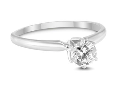 1/2 CARAT ROUND DIAMOND SOLITAIRE RING IN 14K WHITE GOLD