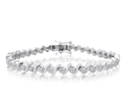 1:2 CARAT TW DIAMOND BRACELET PLATINUM OVERLAY BRASS