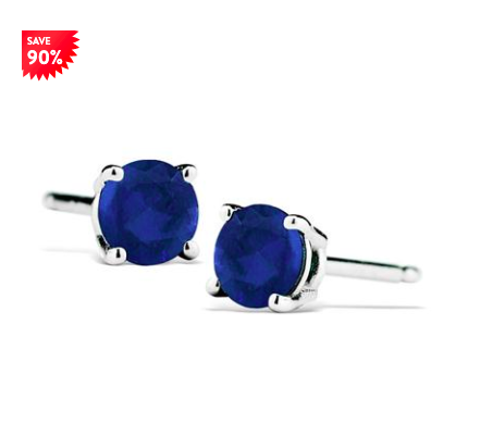 1/2 CARAT TW NATURAL 4MM SAPPHIRE STUD EARRINGS IN .925 STERLING SILVER