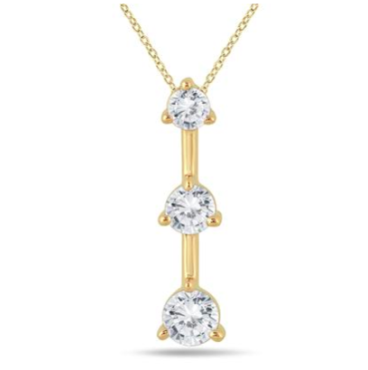 1:2 CARAT TW THREE STONE DIAMOND PENDANT IN 10K YELLOW GOLD