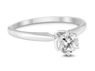 3/8 CARAT ROUND DIAMOND SOLITAIRE RING IN 14K WHITE GOLD