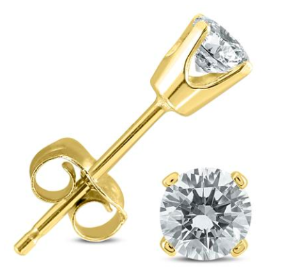 3/8 CARAT TW ROUND DIAMOND SOLITAIRE STUD EARRINGS IN 14K YELLOW GOLD (I-J COLOR, SI2-SI3 CLARITY)