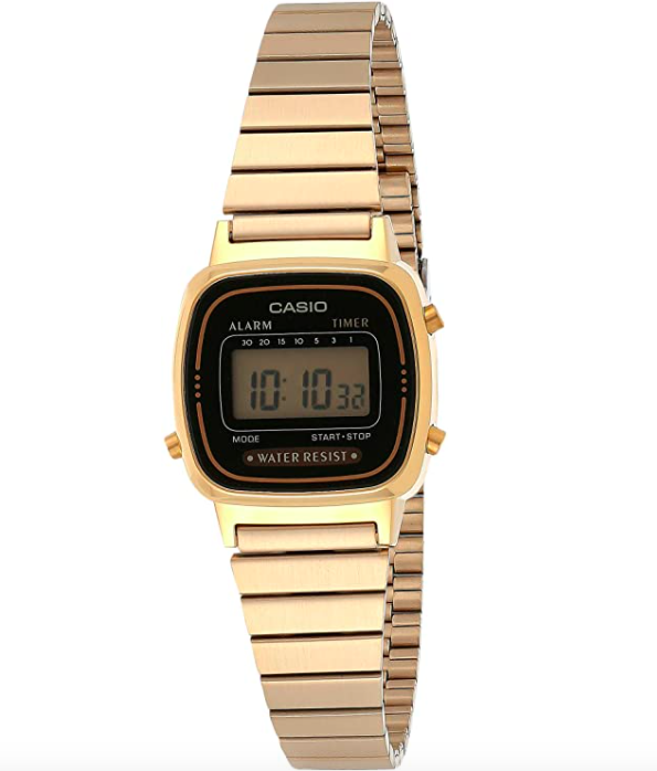 Casio Women's Vintage LA670WGA-1DF Daily Alarm Digital Gold-tone Watch