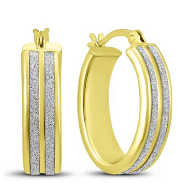 DOUBLE ROW SPARKLE DUST HOOP EARRINGS IN GOLD PLATED .925 STERLING SILVER