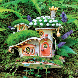 Fairy Houses: Victorian Mossy Cottage - Large Piece