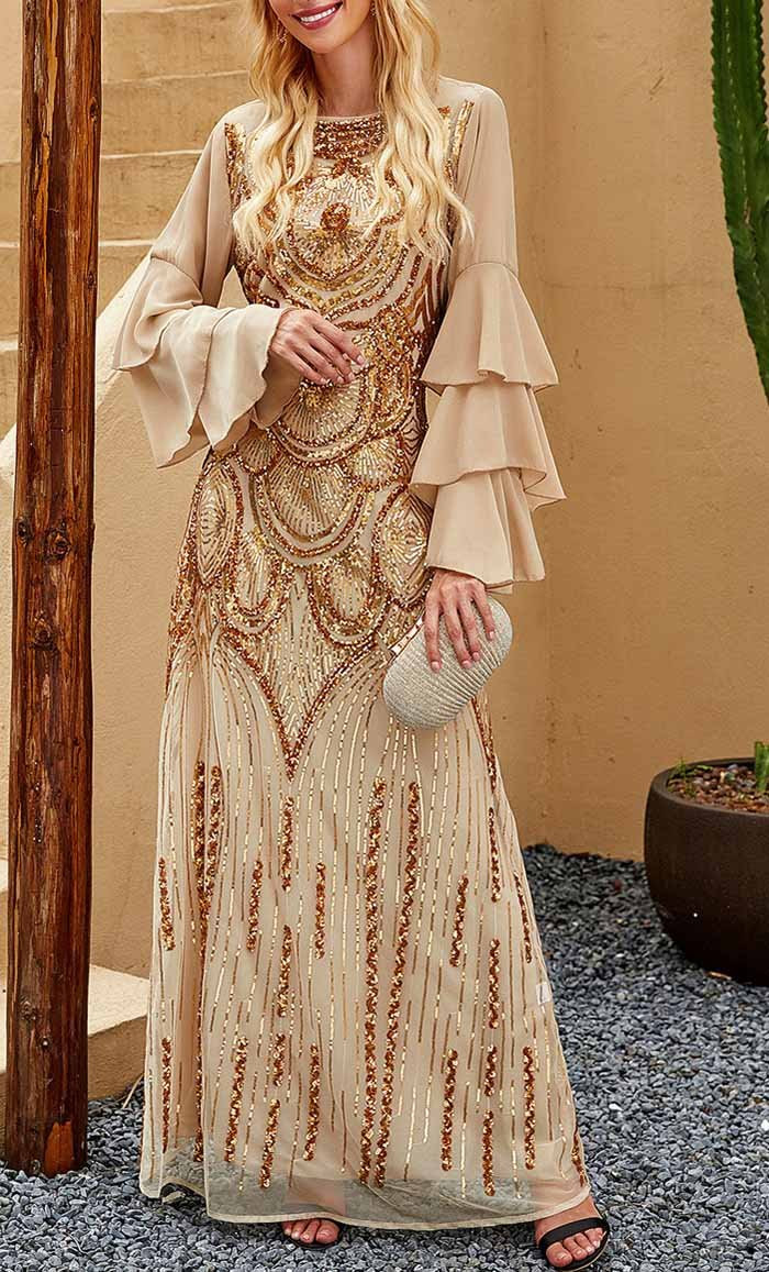 Golden Sequin Classy Abaya
