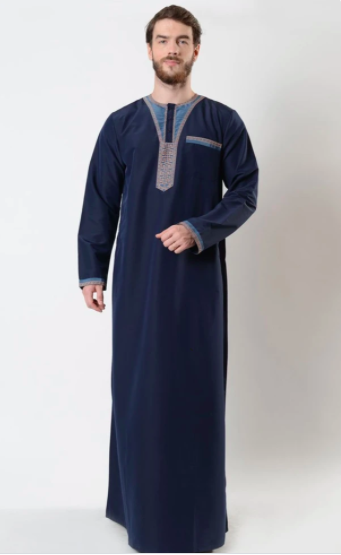 Malik Mens Moroccan Embroidered Thobe