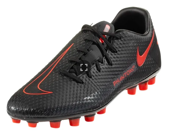 Nike Phantom GT Academy AG Soccer Cleat - Black/Dark Smoke Grey/Chile Red
