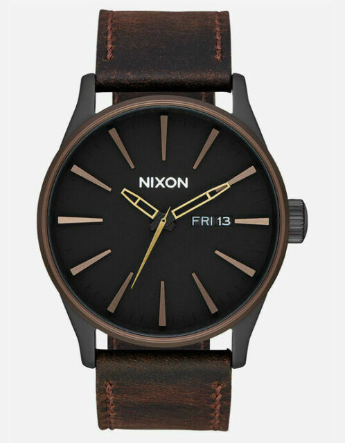 Nixon Men's Sentry A1052786-00 42mm Black Dial Leather Watch