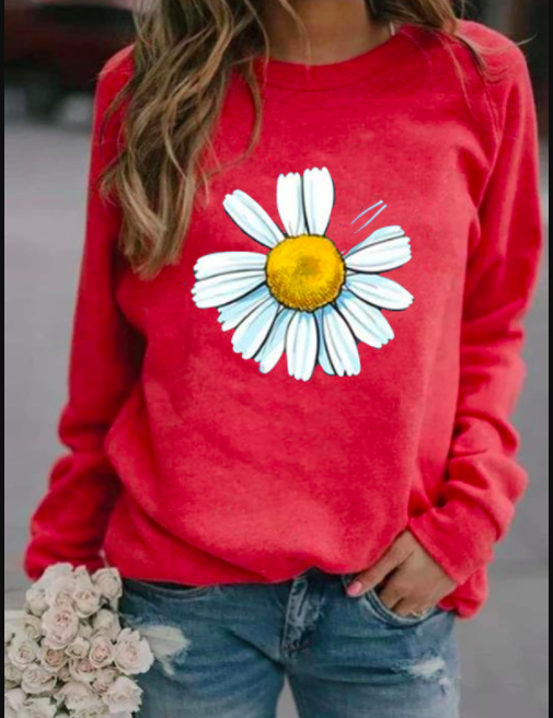 Round Neck Print Long Sleeve T-shirt