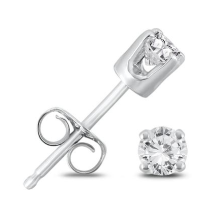 1/4 CARAT TW ROUND SOLITAIRE DIAMOND STUD EARRINGS IN .925 STERLING SILVER
