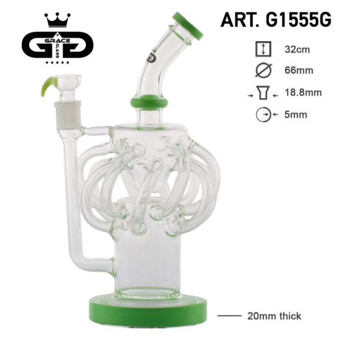 Ultra Recycler Green Glass Water Bong