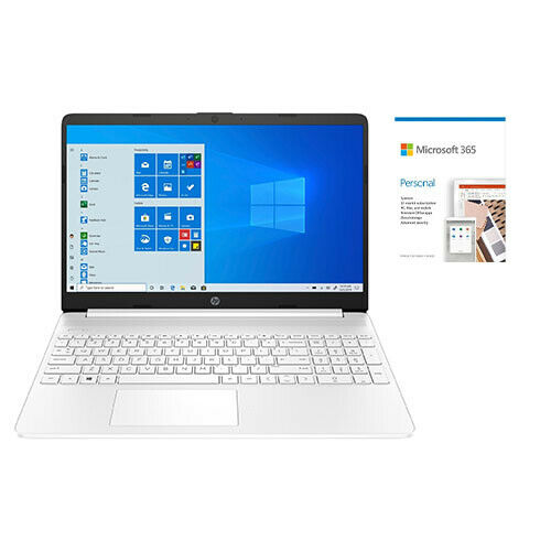 HP 15 Series 15" Laptop Intel Core i3 4GB RAM 256GB SSD White + Microsoft 365