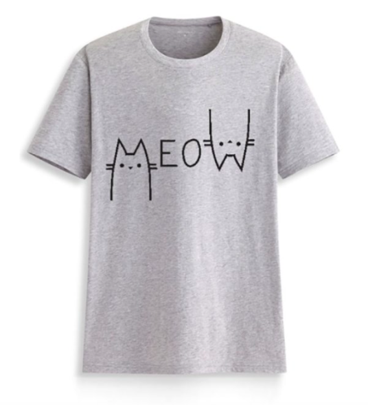 Round Neck Short Sleeve Cat T-shirt