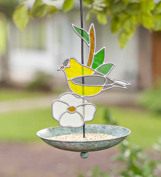 Stained Glass Goldfinch Bird Feeder