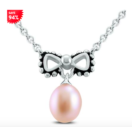 YOUNG GIRLS 14 BOWTIE FRESHWATER CULTURED PEARL NECKLACE
