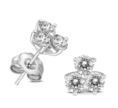 1/2 Carat TW Three Stone Diamond Earrings in 14K White Gold