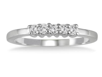 1/4 CARAT TW 5 STONE DIAMOND WEDDING BAND IN 10K WHITE GOLD